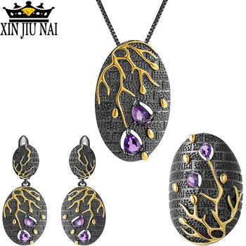 

sterling silver set online celebrity with the same style modern exaggerated luxury retro tungsten gold jewelry set tree