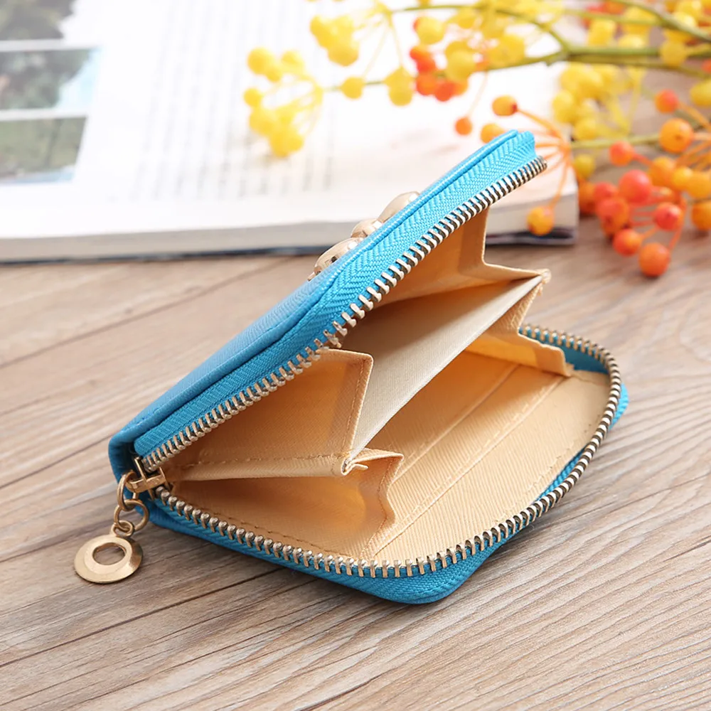 Wallet Women Fashion Single Pull Solid Zipper Bow Small Square Bag Coin Bag Purse Кошелек Женский Cartera Mujer Портмоне