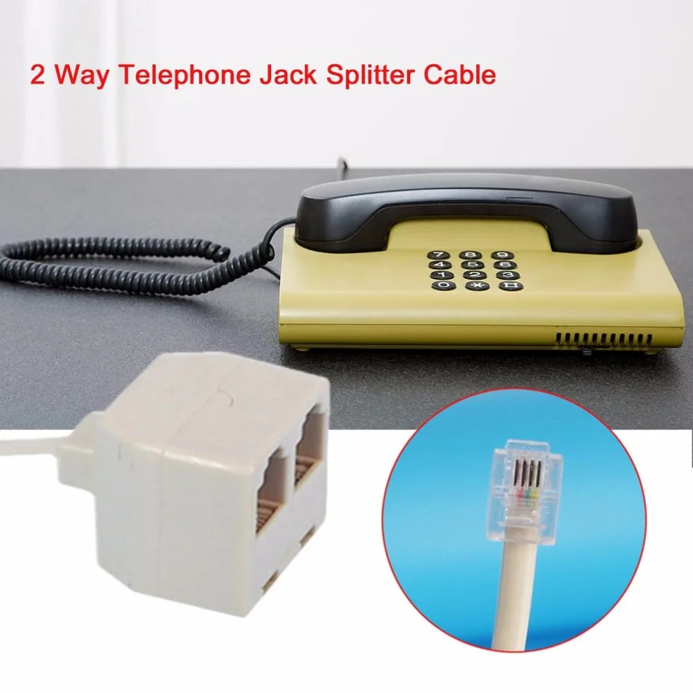 RJ11 6P4C Male to 6P4C Female 2 Way Telephone Jack Plug Splitter Phone Telephone Line Connector 2