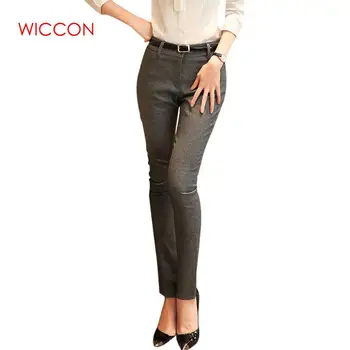 

Fashion Plus Size 4XL Formal Adjustable Pants for Women Office Lady Style Work Wear Straight Belt Loop Trousers Business Design