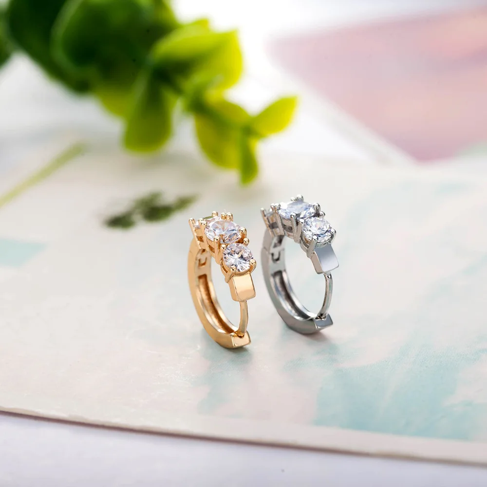 Модное женское маленькое круглое кольцо с цирконами Серьги классические серебряные золотые вечерние серьги винтажные свадебные серьги для женщин