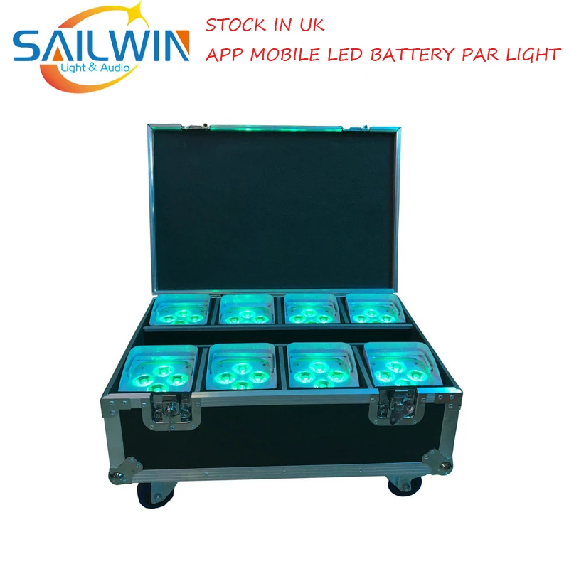 

BIG SALE 4*18W APP Mobile Battery Operated Charging 6in1 RGABW UV LED Par Light Stage Par Projector LED Uplight With Flycase