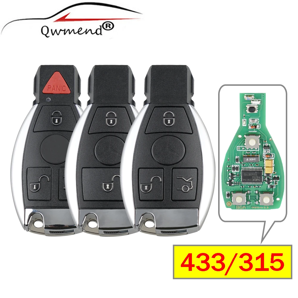 QWMEND Smart Remote Key for Mercedes Benz Year 2000+ Supports Original NEC and BGA 315MHz or 433.92MHz 2/3/4 Buttons | Автомобили и