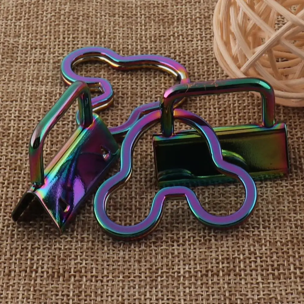 10 sets Rainbow Key Fob Hardware with Mouse head Key Rings,for webbing