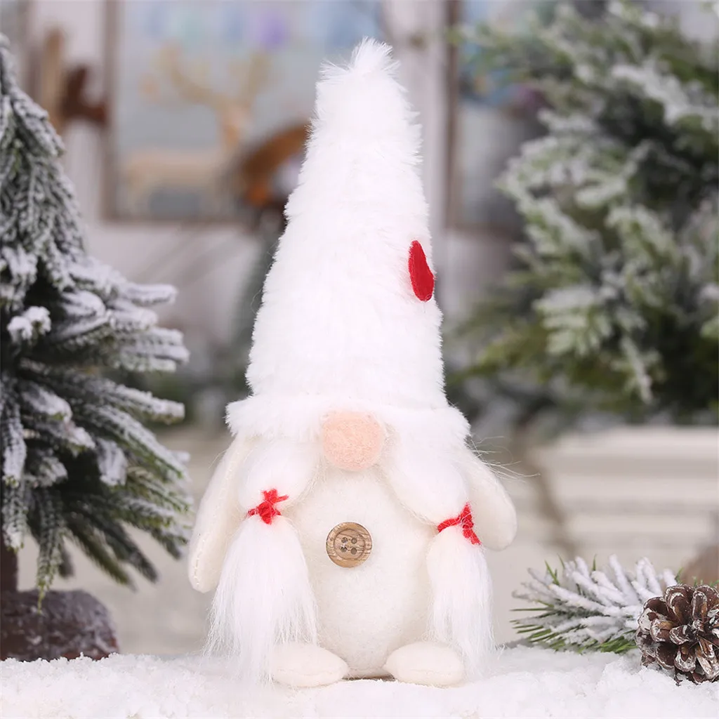 White Christmas Long Legged Swedish Santa Gnome Plush Doll Ornament Handmade Elf Toys Holiday Home Party Decor Kids Gift#25 - Цвет: White