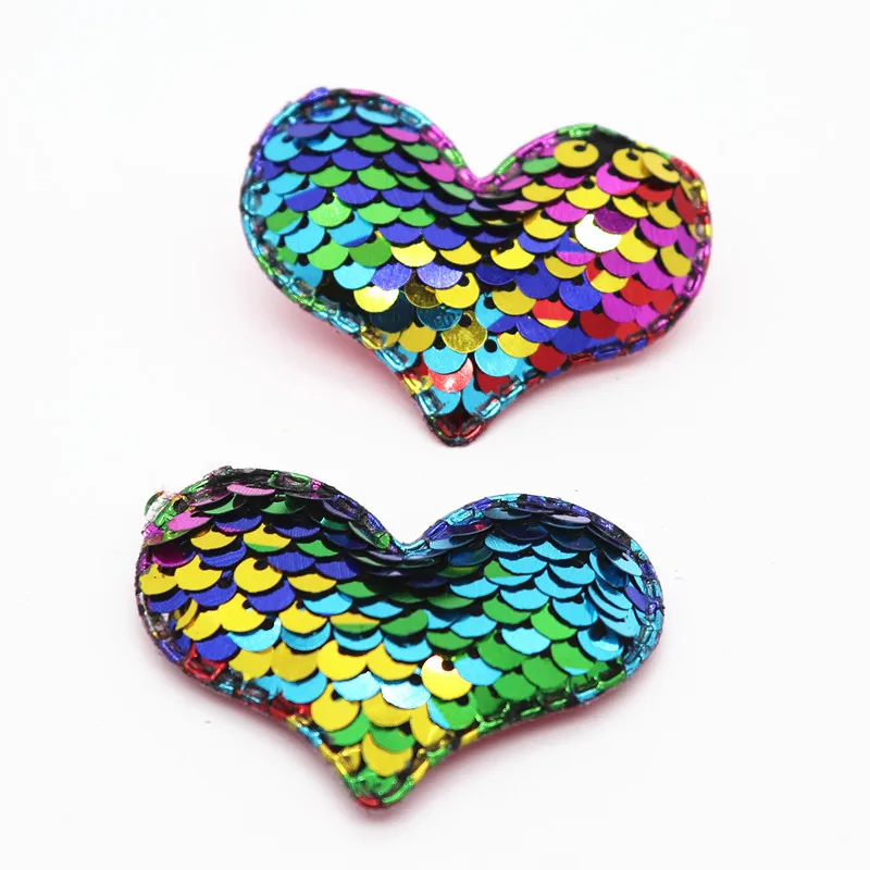 20 шт двойные цветные двусторонние пайетки в форме сердца аппликация патчи для волос зажимы, DIY ремесло украшения Y19072902