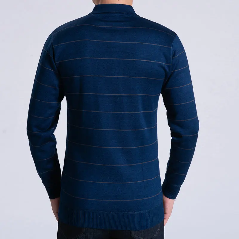 Men Elegant Woolen Blend Thick Fleece Shirts Dark Blue Green Cross Stripe Turn Down Collar Long Sleeve Wool Cashmere Blouse Male