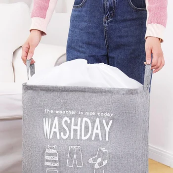 

New Large Laundry Basket Foldable Laundry Hamper With Drawstring Cover Water-Proof Dust-Proof Oxford Clothes Storage Basket