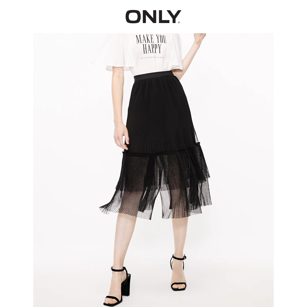 ONLY Women's Gauzy Split Splice Pleated Skirt | 11931G505