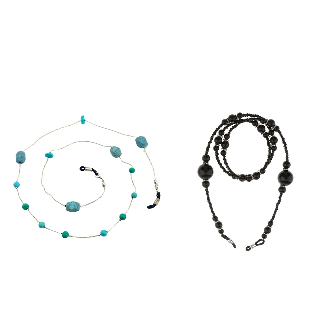 2 Pieces Boho Beads Eyeglass Chain Sunglass String Holder Strap Neck Strap Cord Lanyard Rope Necklace 65cm 70cm 