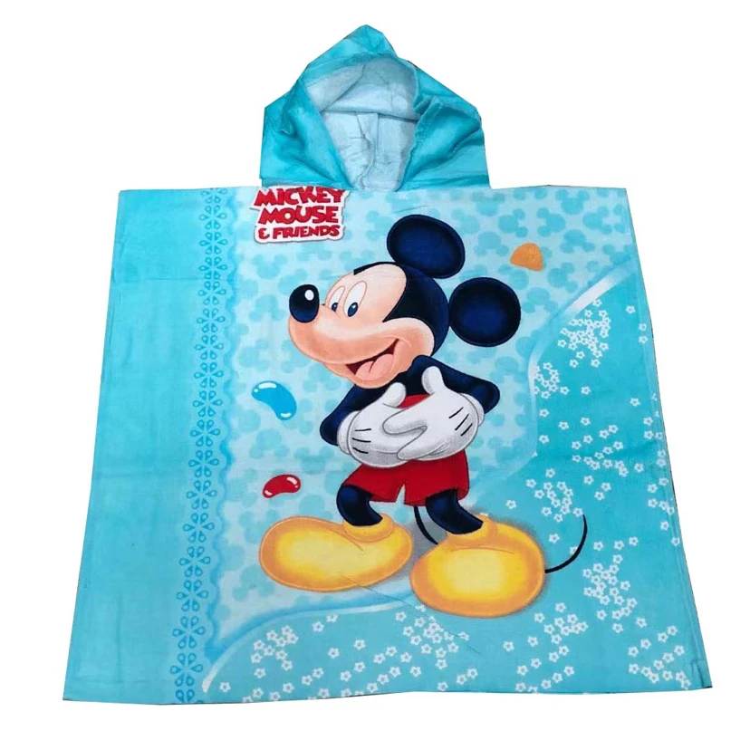 Disney Children Mickey Mouse Hooded Towel Cartoon Sofia Frozen Elsa Anna Pony Soft Beach Towel Baby Boy Girl Bath gifts