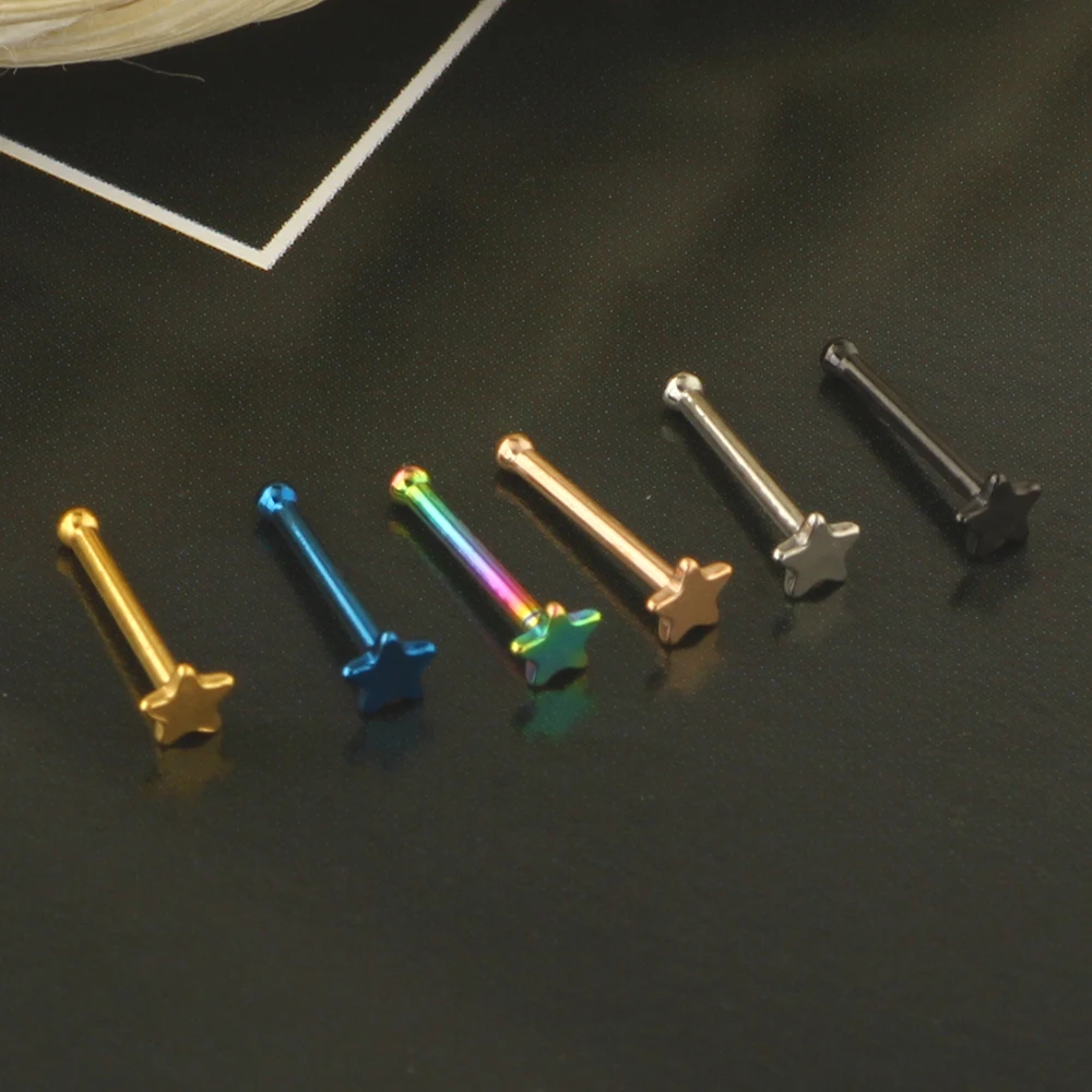 Surgical Steel Nose Pin Star Screws Studs  20G Body Piercing Set Jewelry  Nose Stud Retainer Star Labret Studs Set Piercings