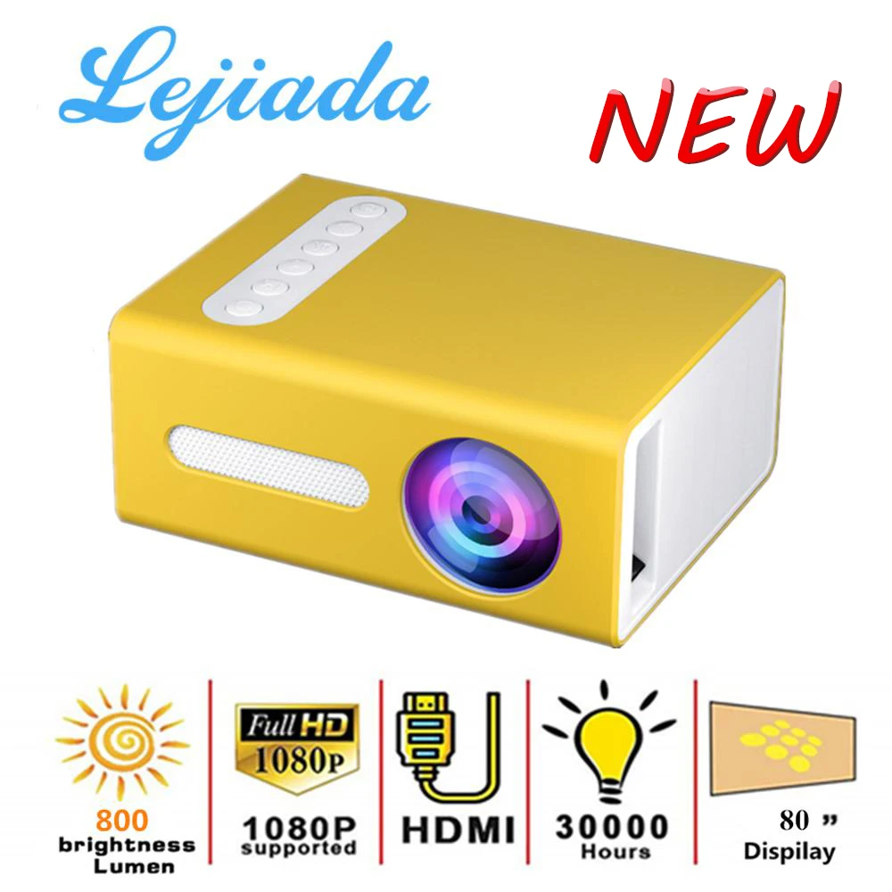 LEJIADA Новый T300 мини светодиодный проектор 320x240 Пиксели 800 люмен Портативный HD домашнего медиа плеер