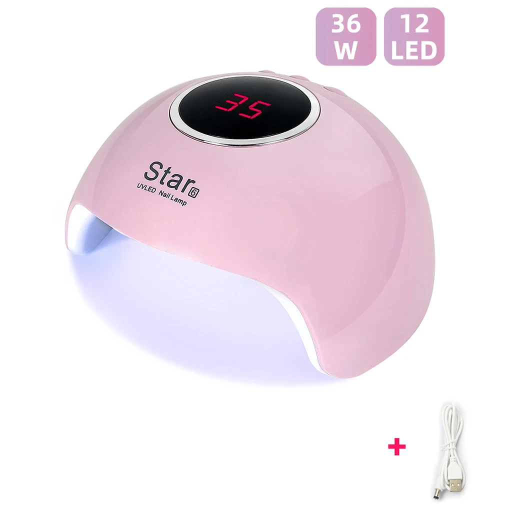 36 Вт УФ-лампа для маникюра светодиодный светильник для сушки ногтей 12 светодиодный осветительный прибор для отверждения всех гель-лаков сушки УФ-геля USB умные инструменты для маникюра - Цвет: 36w pink