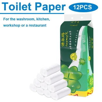 

12 Rolls/Lot Fast Shipping Roll paper Toilet Paper 4 Layers Bathroom Toilet Kitchen Paper Tissue Cleaning Paper Wood Pulp Paper
