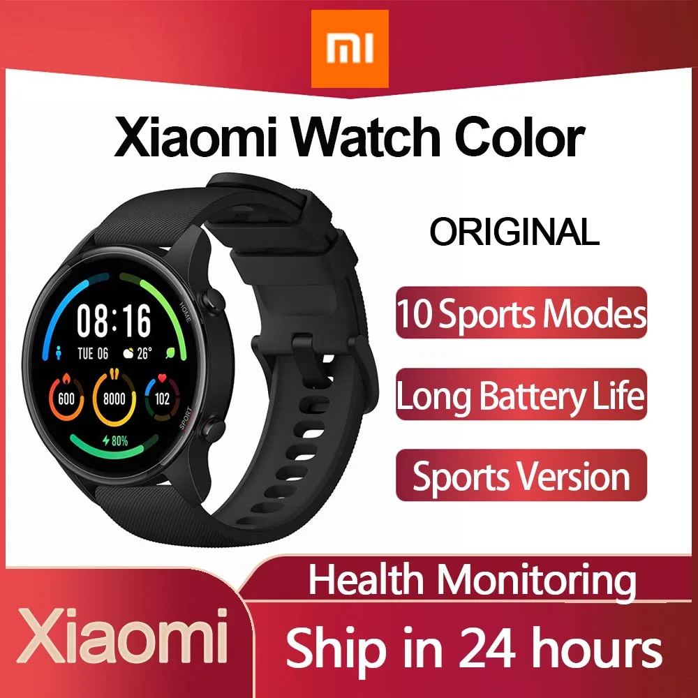 Xiaomi Mi Watch GPS Fitness Tracke Bluetooth 5.0 Blood Oxygen SmartWatch 5ATM Waterproof AMOLED 117 Sports Modes Global Version