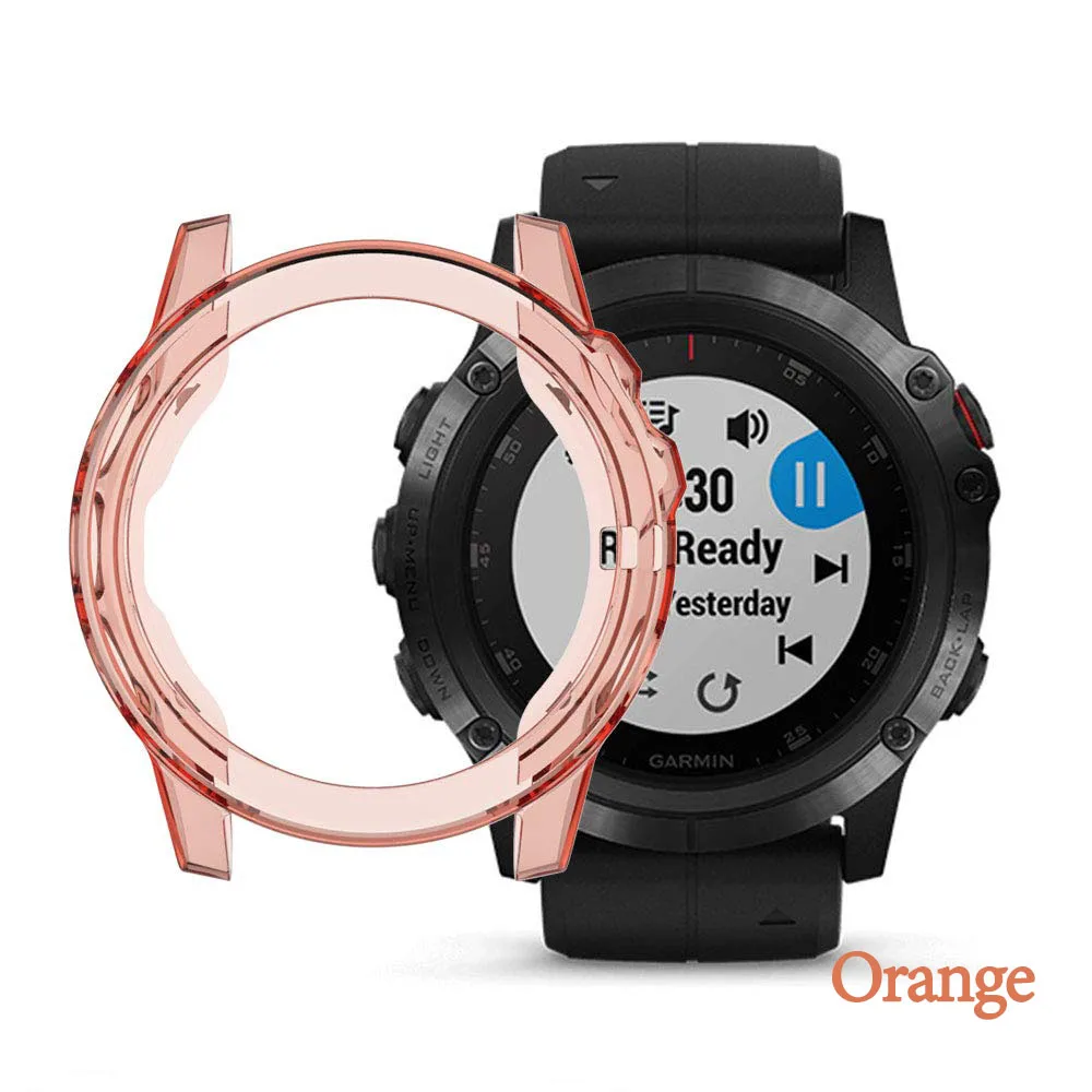 orange Мягкий ТПУ ультра-тонкий для Garmin Fenix 5X защитный чехол прозрачный смарт-часы защитные аксессуары для Fenix 5 X - Цвет: orange