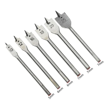 6Pcs Hole Saw Drill Bits Set Hole Opener Wood Drilling Spade Dill Bits Wood Flat Hole Drill Bit 10/12/16/18/20/25 Mm 1