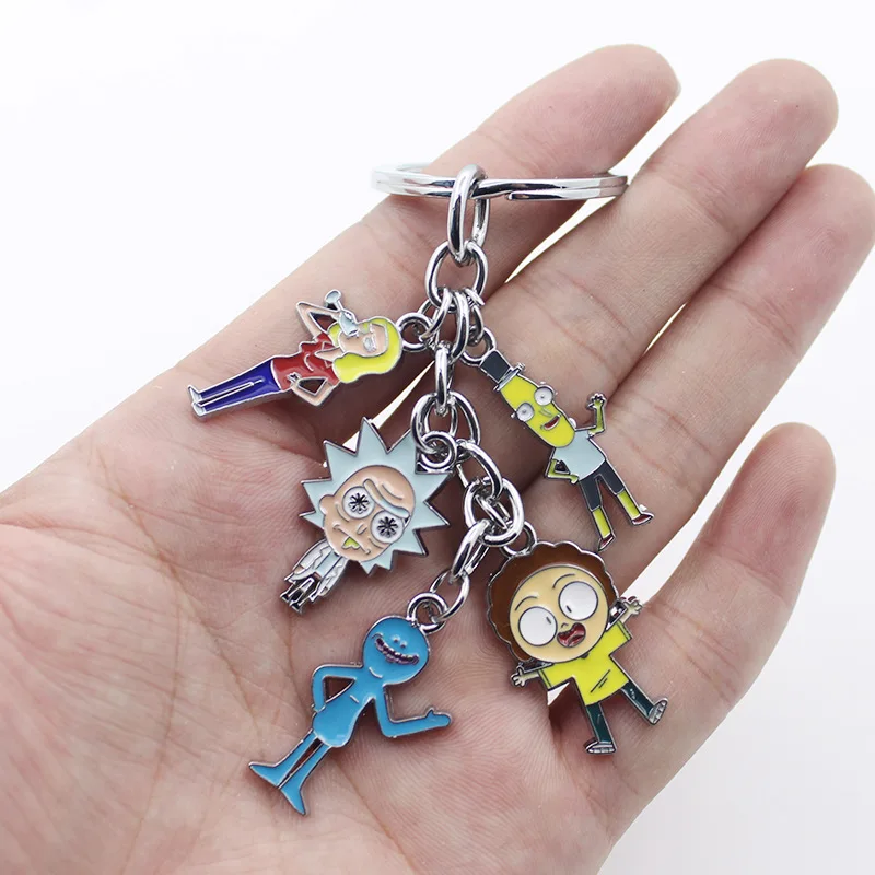 

Anime Accessories Rick and Morty Key Chain keyring Action Figure Collection pendant rick morty keychain Men Jewelry Gift