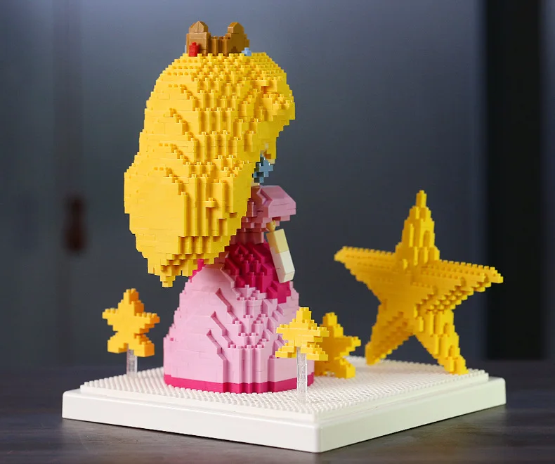 Details about   Super Mario Princess Peach Star Pink Girl 3D DIY Mini Building Blocks Set Kit 