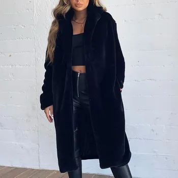 

Fur Coat 2019Top Womens Ladies Warm Faux Fur Coat Jacket Solid Turn Down Collar Outerwear