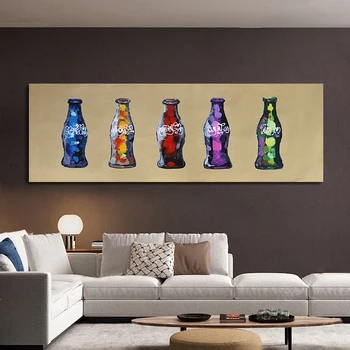 

Modern Canvas poster Wall Art picture colorful Bottles Handpainted Oil painting prints For Home And Bar Decoration cuadros