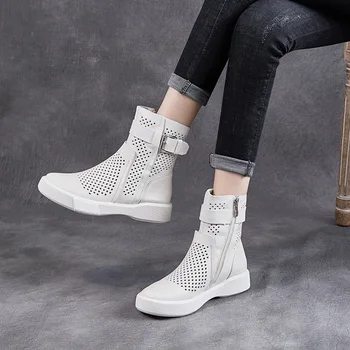 

Cow Leather Boots Women Hiking Block Heel Lace Up Ankle Boots For Woman Damen Genuine Leather Heeled Botas Chaussure Femme 2020