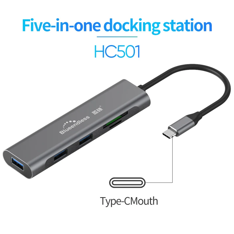 Blueendless usb c hub USB3 1 Type C and USB A to 5 port USB3 0 1