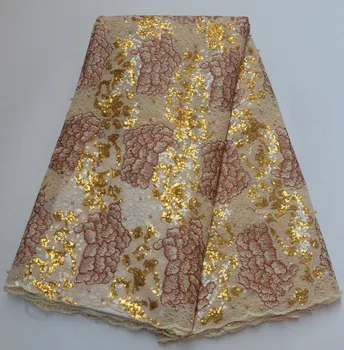 

Beautiful Flowers Organza Lace Fabric Fabric 2019 High Quality French Mesh Lace Fabrics with Sequins Lace Fabric for women