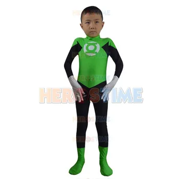 

High Quality Childrens/Adult Boys Green Lantern Cosplay Costumes Halloween Party Spandex Lycra Zentai SuperHero Costume Bodysuit