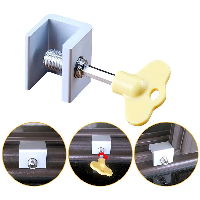 Aluminum Window Stopper Lock Door Frame Security Locks Adjustable
