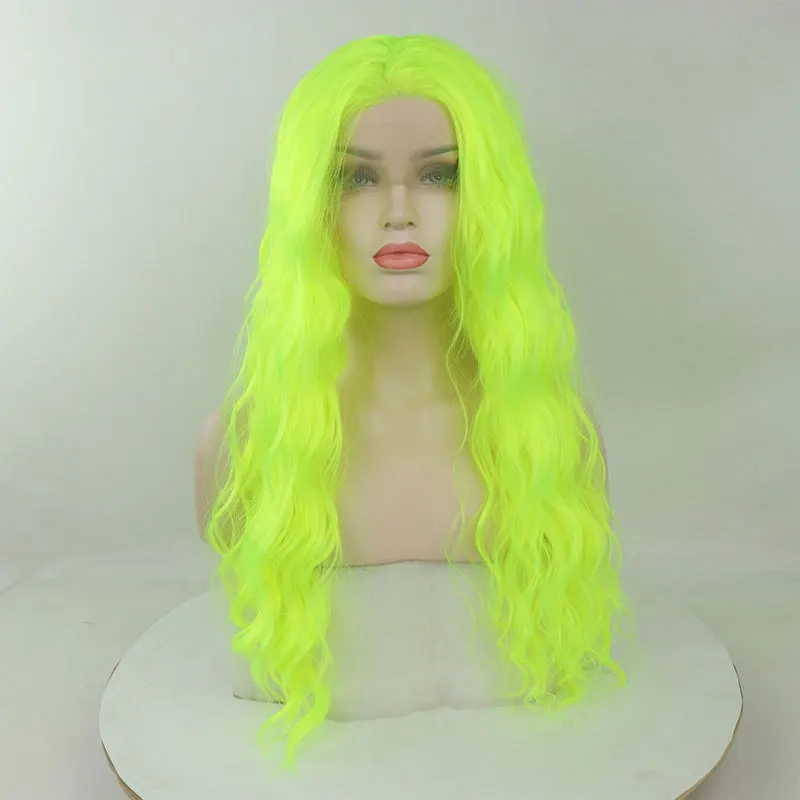 BM Light Green Water Wave Synthetic 13*4 Lace Front Wig Heat Resistant Fiber Hair Natural Hairline Free Parting For Women Wigs