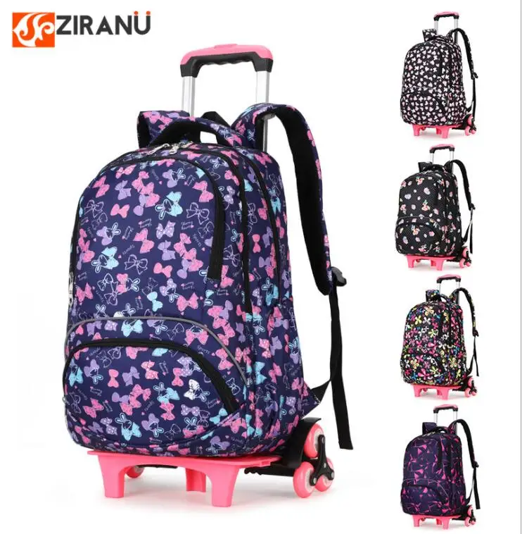 School Rolling backpack for girls Wheeled Backpack school Children trolley Bag kids travel on wheels | Багаж и сумки