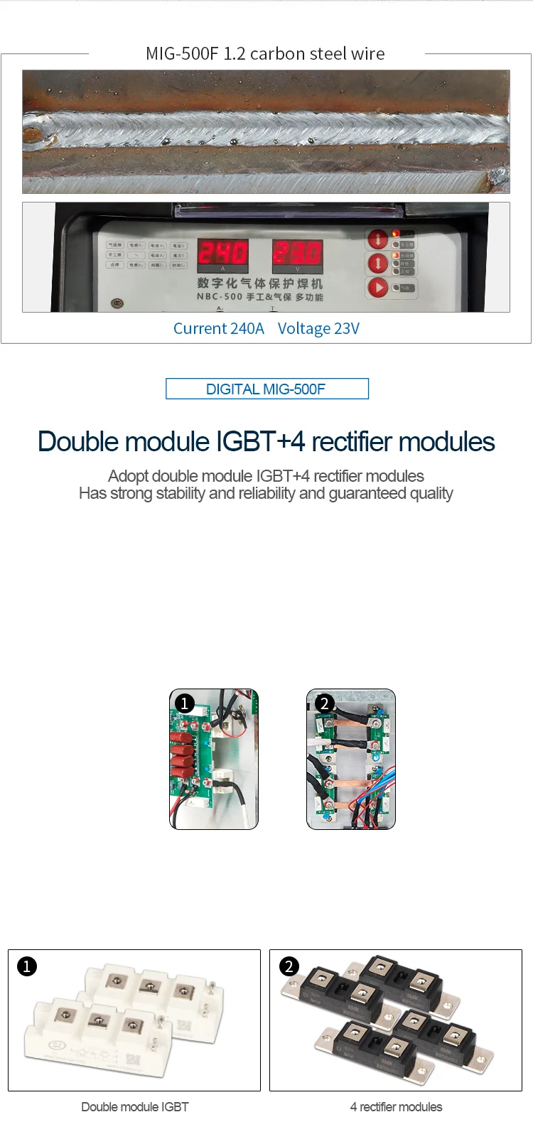 Andeli Digitale Industrie Heavy Load Type Zes Modules Mig Lassen welding Machine Mig-500f 380 V Mig/mma/kerving 3 In 1 Lasser