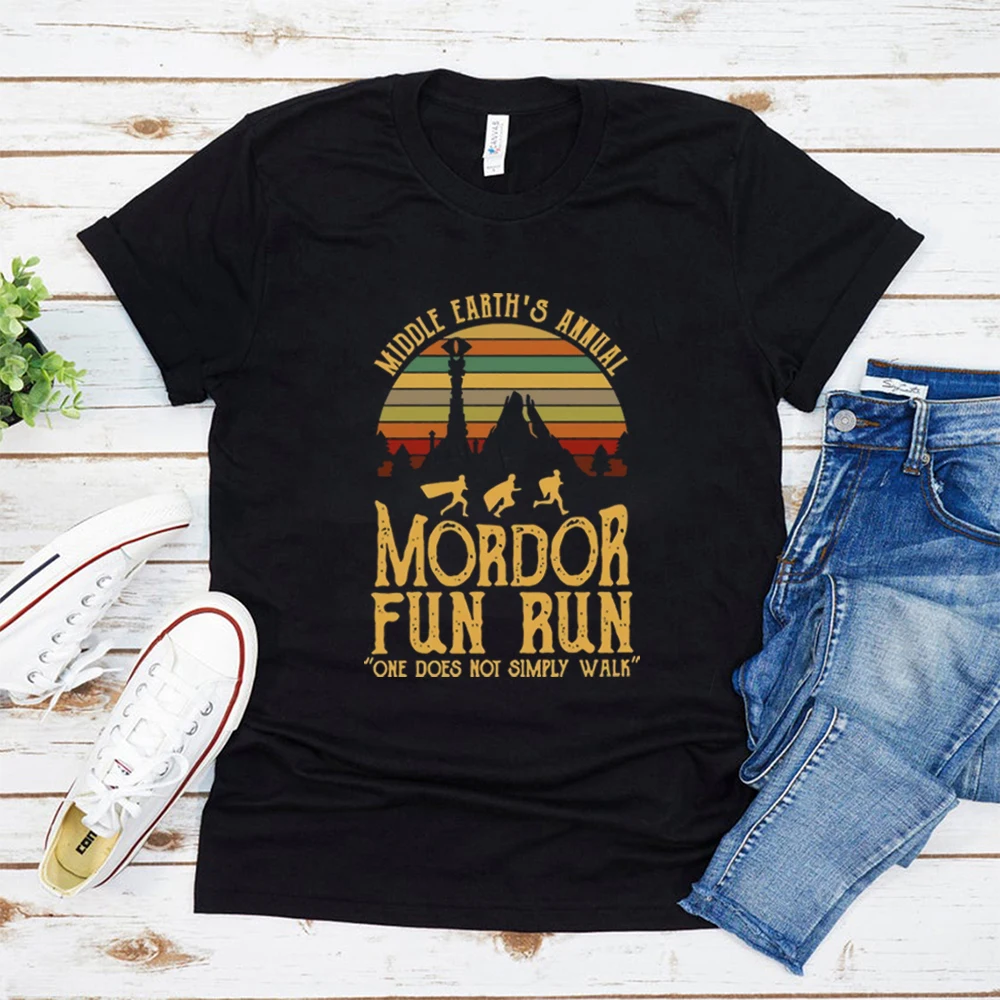 

Middle Earth's Annual Mordor Fun Run Shirt Hobbit Shirt Book Lover Shirt Gift for Fan One Does Not Simply Walk Into Mordor Tee