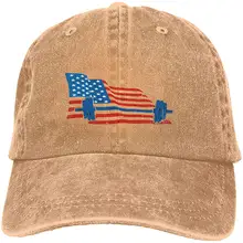 Мужская и женская джинсовая бейсболка с регулируемой пряжей, с американским флагом, тяжелая атлетика, бейсболка