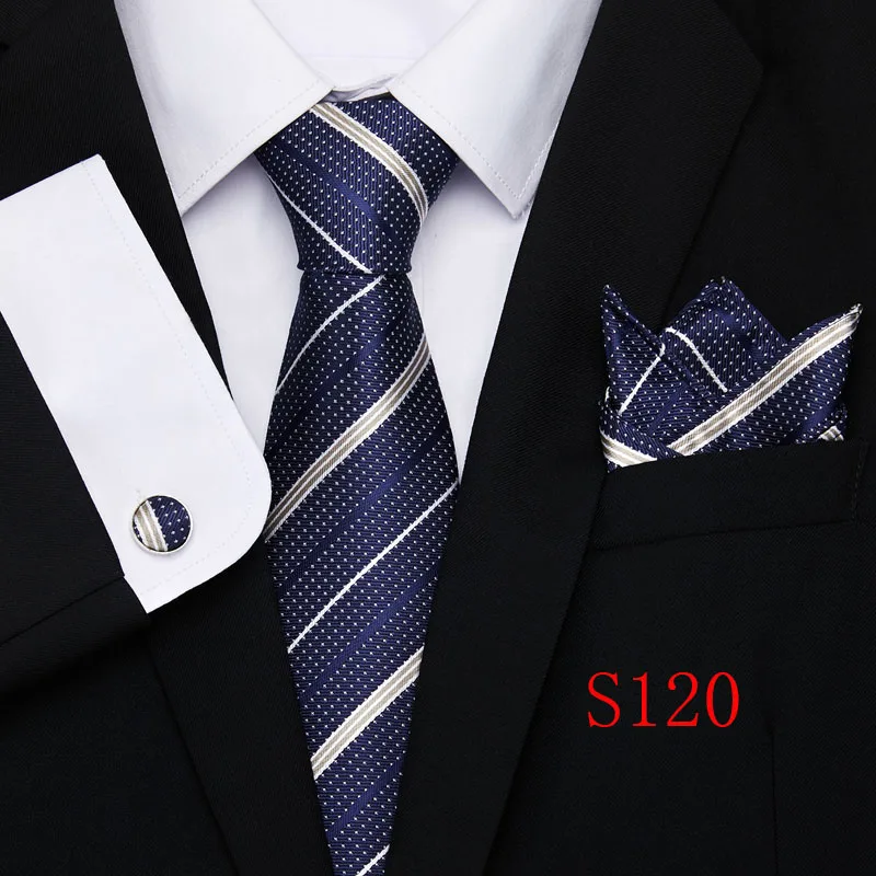 8 см мужской галстук сплошной синий галстуки в полоску набор карманные Квадратные запонки для свадебной вечеринки формальный костюм Cravata