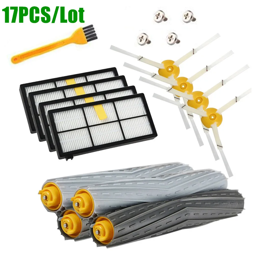17pcs Для IRobot Roomba Запчасти комплект серии 800 860 865 866 870 871 880 885 886 890 900 960 966 980-щётки и фильтры - Цвет: 17pcs