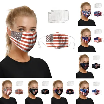 

2020 Hot sell Women Reusable Washable Face Masks flag Print Outdoor Riding Protective Dustproof Masks mascara protectora D