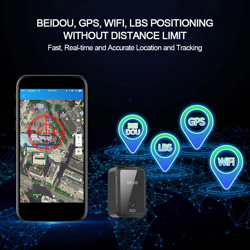 Улучшенный GF-09 мини gps трекер приложение управление противоугонное устройство локатор Магнитный диктофон для автомобиля/человека расположение