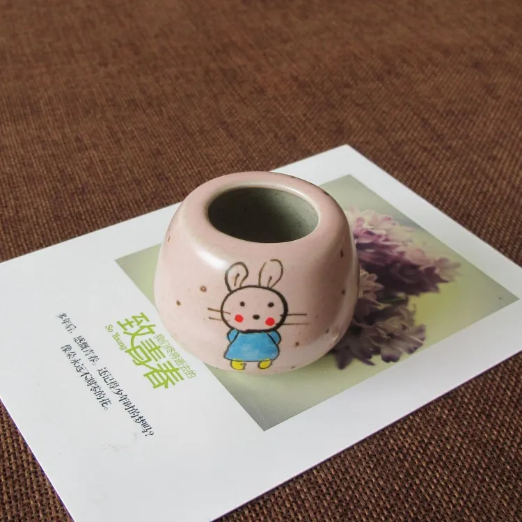 PC Kawaii маленькие животные Керамический Мини-горшок для цветов плантатор Горячая сочный горшок для цветов с отверстием - Цвет: 24