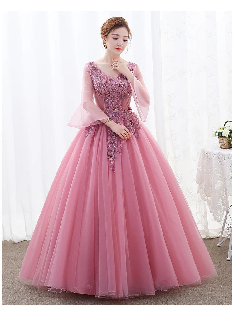 Lace Quinceanera Dresses Ball Gown Long Sleeve Tulle Prom Debutante Sixteen 15 Sweet 16 Dress Kleid Aliexpress 