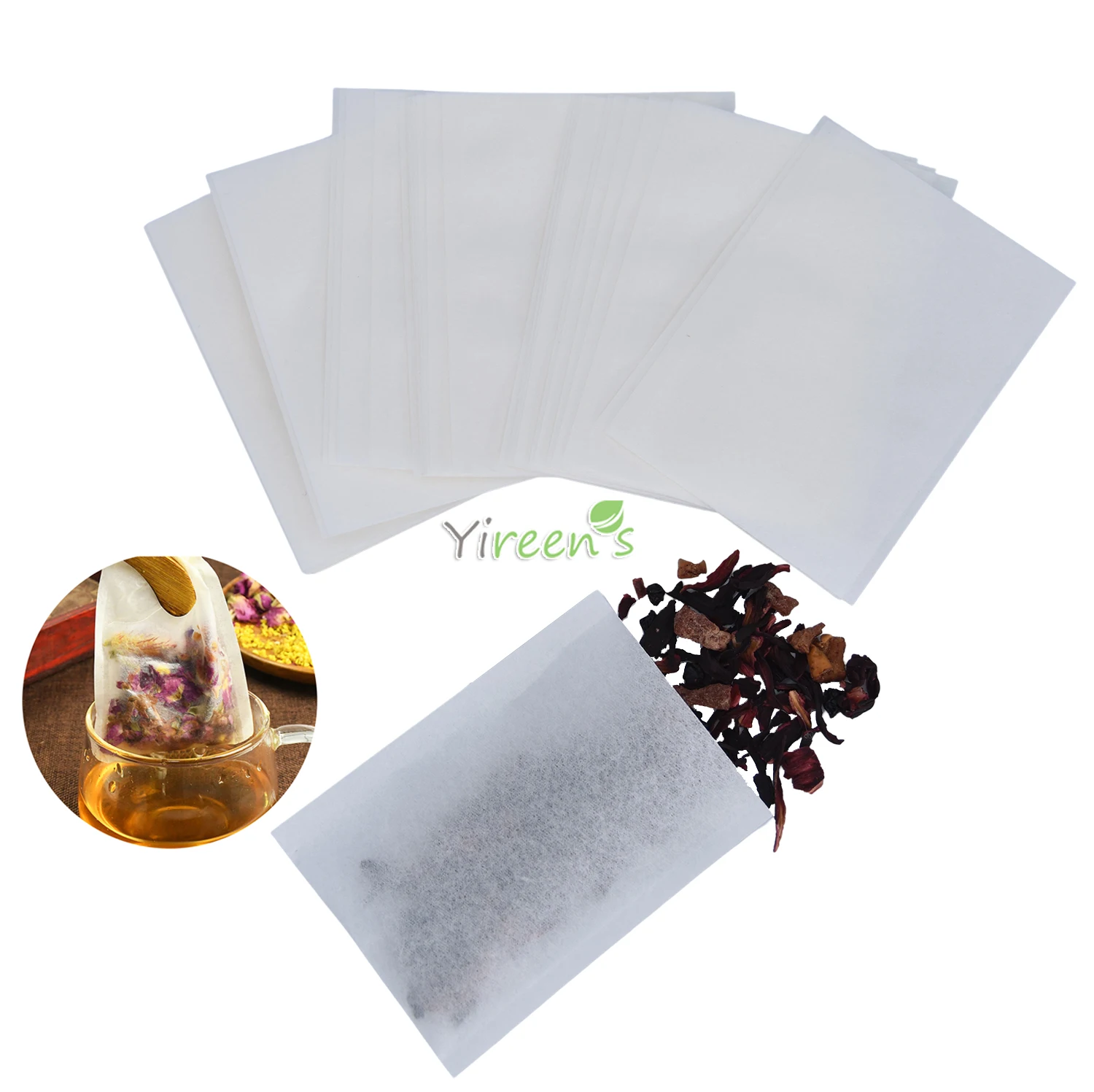 Details about   200X Empty Tea Bag Heat Sealing Filter Paper Clean Loose Bags String TeabaC Dn