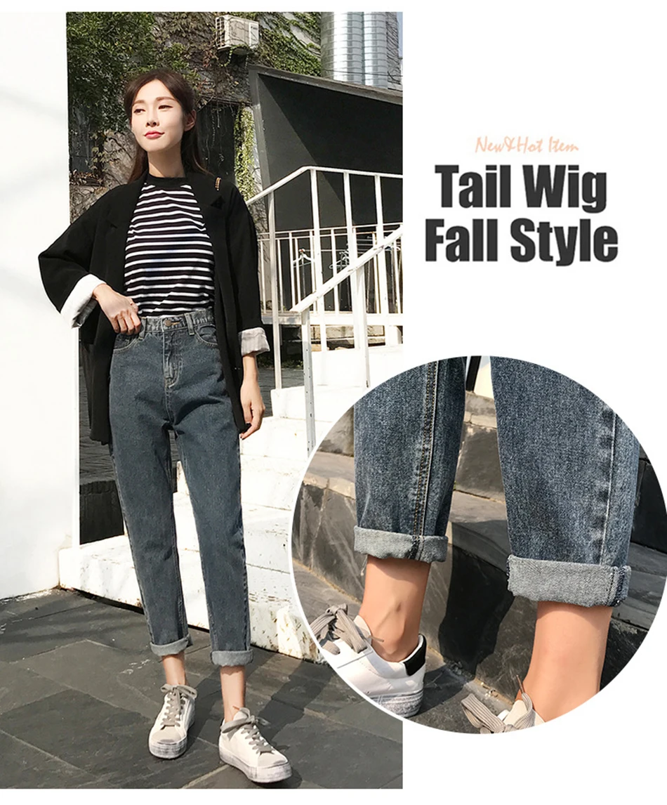 Winter Women's Jeans Boyfriend with High Waist Fleece Black Vintage Loose Straight Warm Jeans for Women Velvet Harem Pants Femme