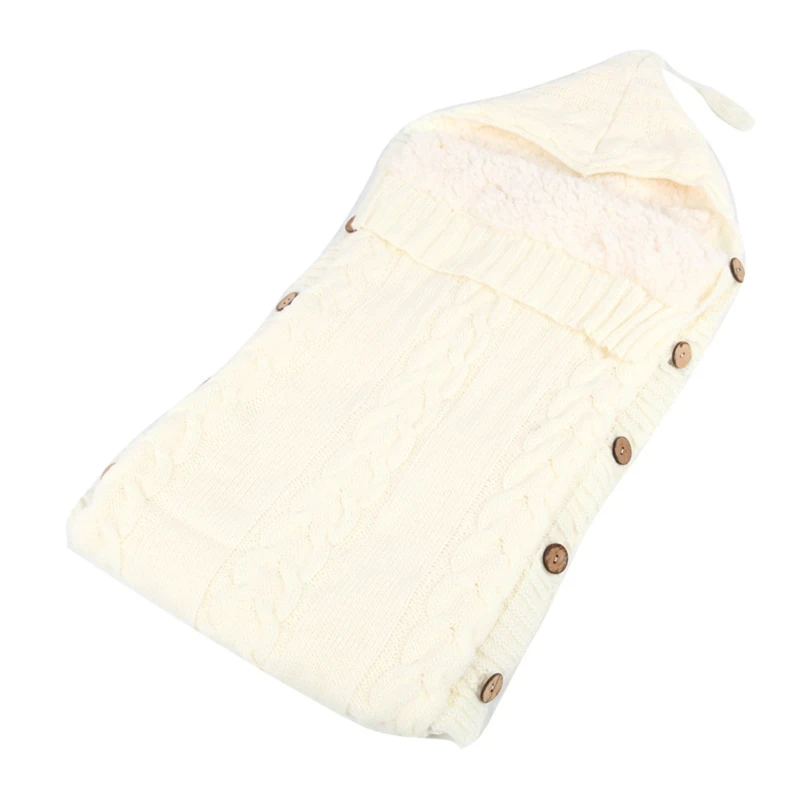 

Baby Hooded Button Stroller Sleeping Bag Warm Newborn Winter Knitted Sleepsack