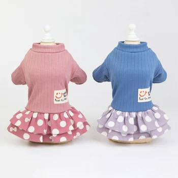 

Pet Spring Summer Princess Skirt Dress for Small Medium Dogs Cool Dress Wave point on Top Sweet Bubble Skirt For Puppy