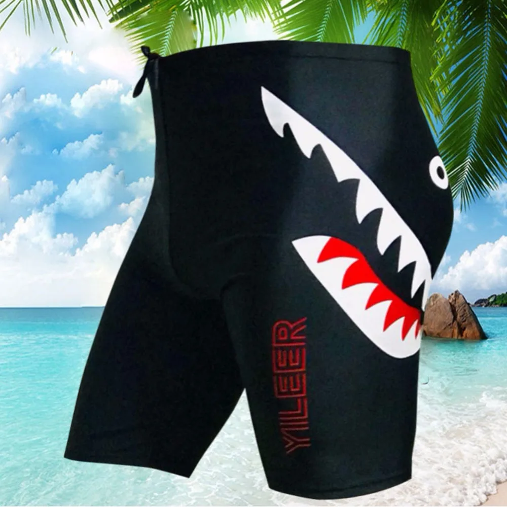 

Shark Swimming Trunks Men Drawstring Breathable Nylon Spandex Fifth Pants Swimwear Swimsuit Shorts Diving Surfing Size 4XL 5XL