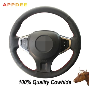 

Hand-stitched Black Genuine Leather Steering Wheel Cover for Renault Koleos 2008-2016 Renault Samsung QM5 2007-2014