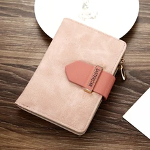 

Women's Wallets Short Vintage Matte Leather Clutch Bag Female Zipper Letter Hasp Solid Color Coin Purses Ladies Card Holder