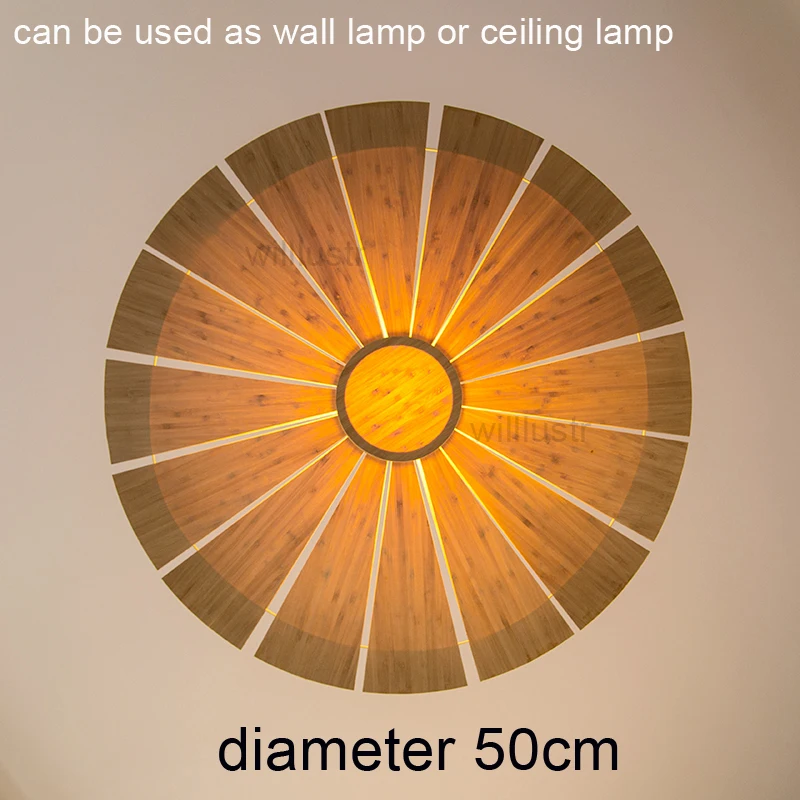 Современный настенный светильник ручной работы бра НЛО зонтик дверной проем фойе крыльцо Ресторан Бар гостиничный зал скандинавский пасторальный бамбуковый настенный светильник - Цвет абажура: diameter 50cm